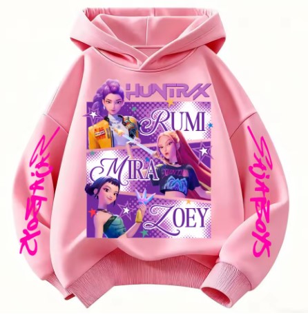FELPA DI COTONE CON CAPPUCCIO HUNTRIX KPOP DEMON HUNTERS TAGLIE D A100 CM A 160 CM