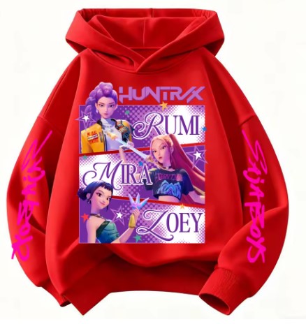 FELPA DI COTONE CON CAPPUCCIO HUNTRIX KPOP DEMON HUNTERS TAGLIE D A100 CM A 160 CM