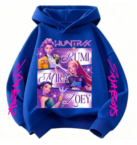 FELPA DI COTONE CON CAPPUCCIO HUNTRIX KPOP DEMON HUNTERS TAGLIE D A100 CM A 160 CM