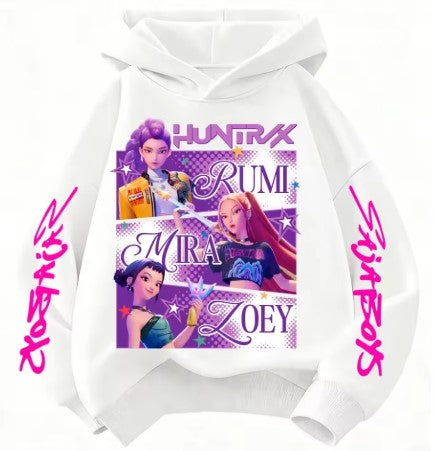 FELPA DI COTONE CON CAPPUCCIO HUNTRIX KPOP DEMON HUNTERS TAGLIE D A100 CM A 160 CM