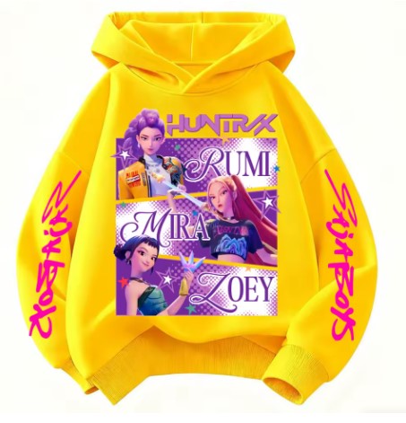 FELPA DI COTONE CON CAPPUCCIO HUNTRIX KPOP DEMON HUNTERS TAGLIE D A100 CM A 160 CM