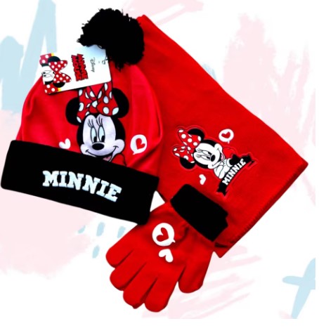 Set 3 pezzi Minnie sciarpa, berretto, guanti Taglia unica